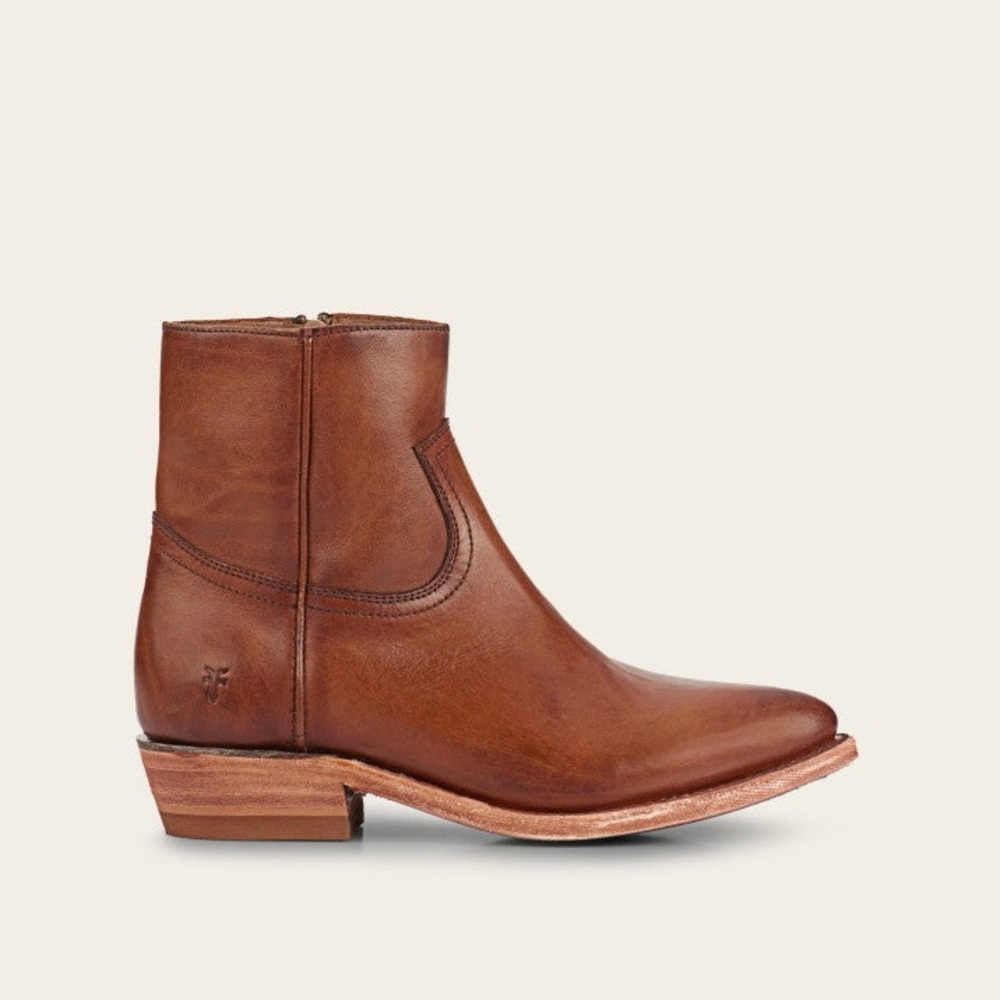 Frye Billy Inside Zip Brown Leather Ankle Boots - Brand New